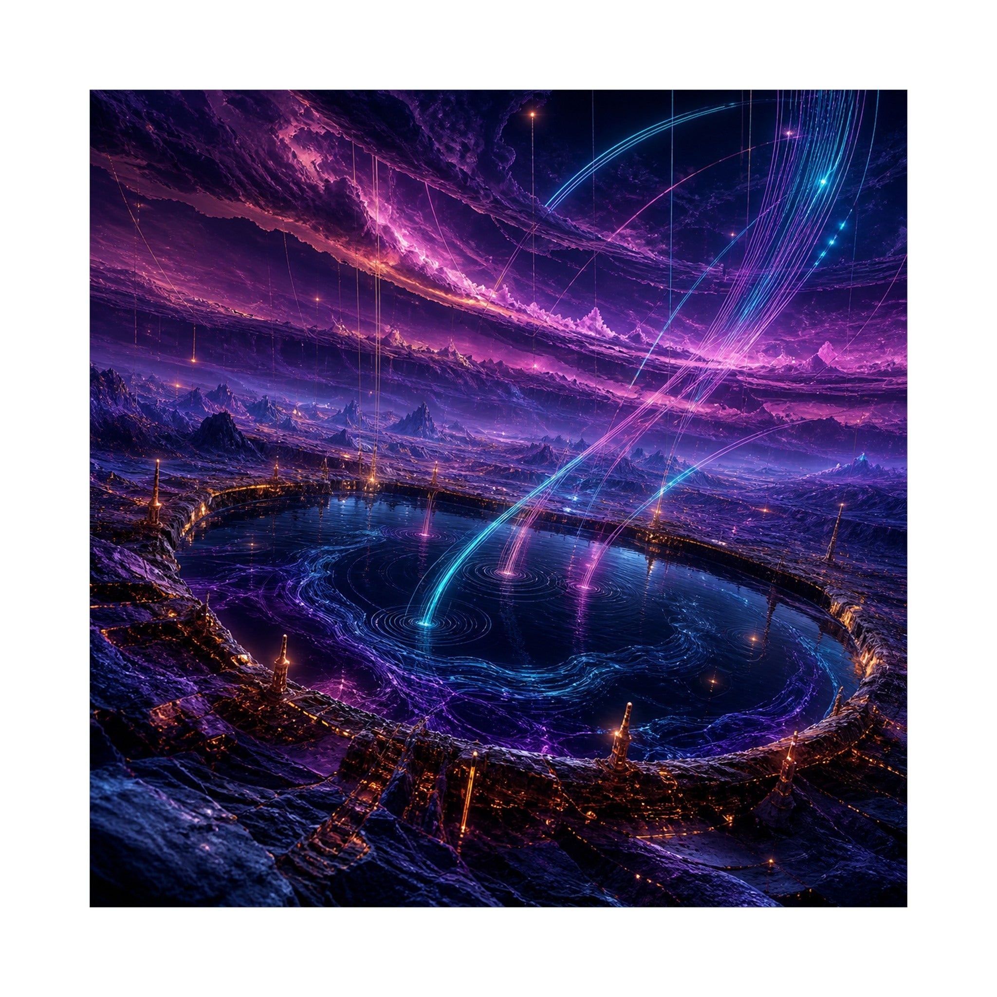 Dusk Relay Basin original TrendTap art print shown on a clean white display
