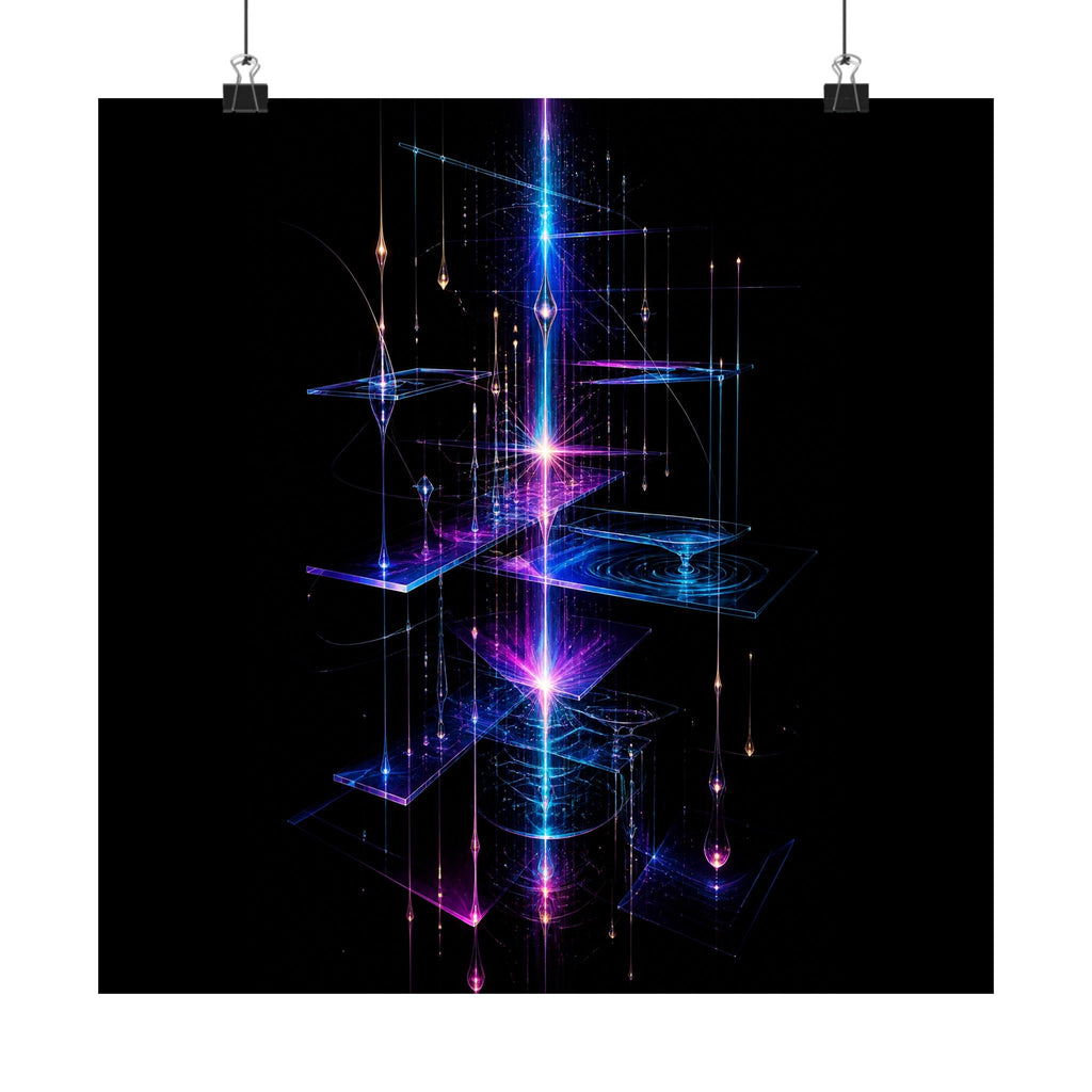 Glass Meridian Relay original TrendTap art print displayed with binder clips