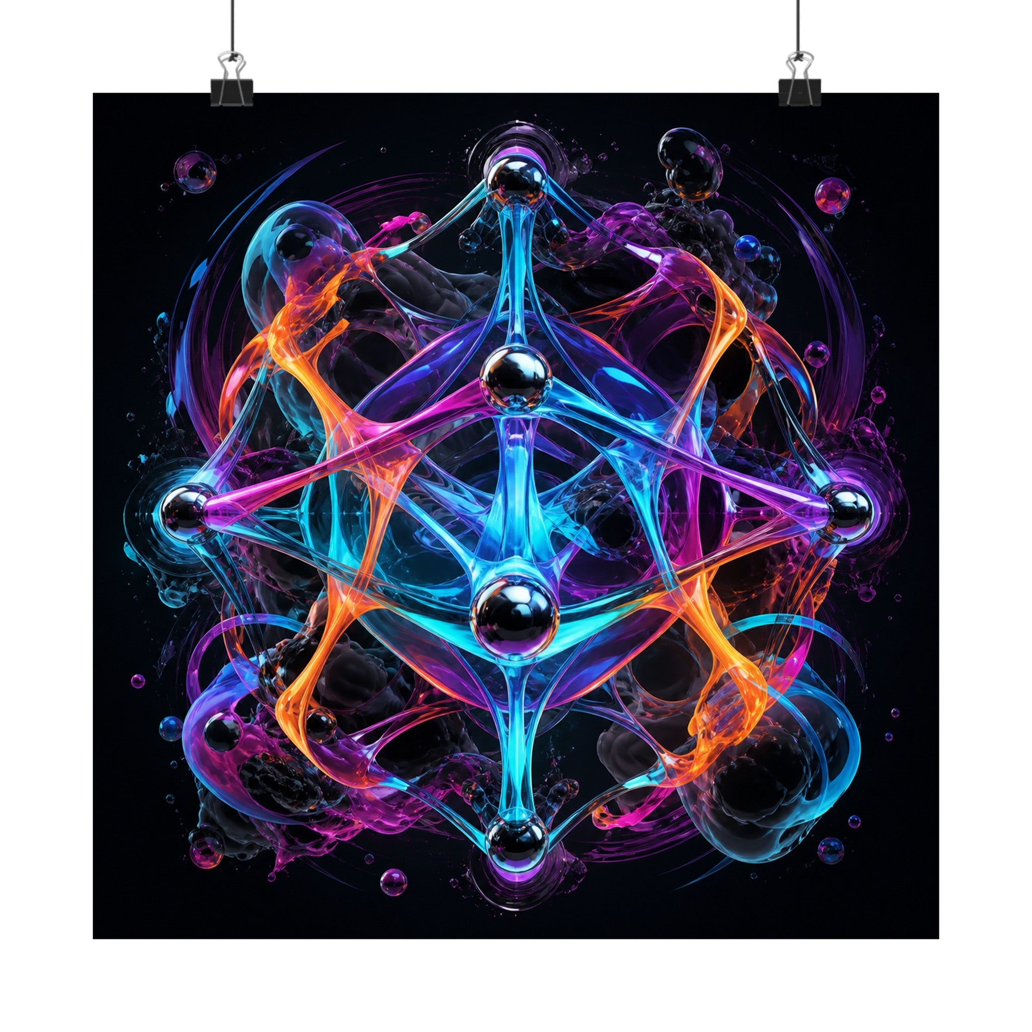 Luminous Topology original TrendTap art print displayed with binder clips