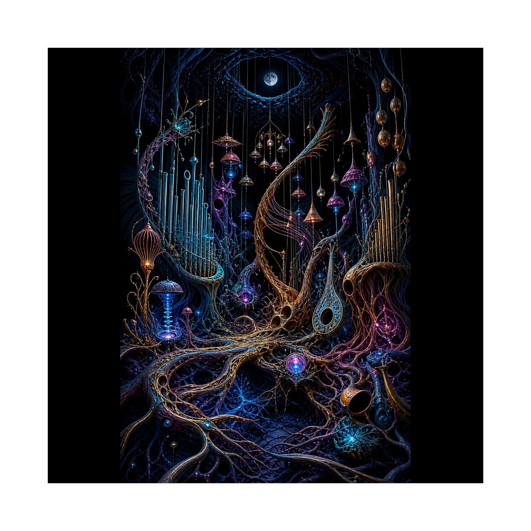 Lunar Root Orchestra original TrendTap art print shown on a clean white display