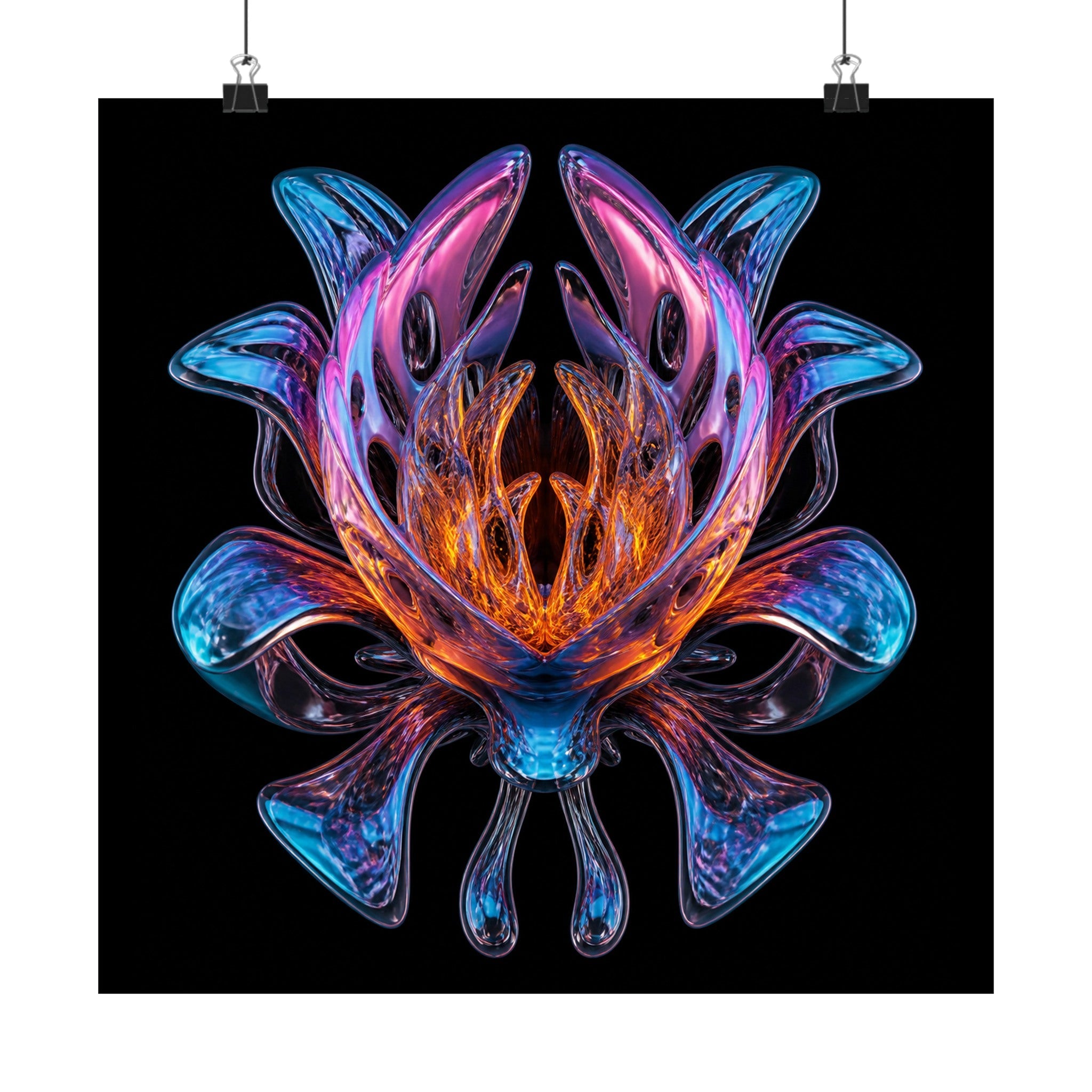 Mirror Cartilage Bloom original TrendTap art print displayed with binder clips