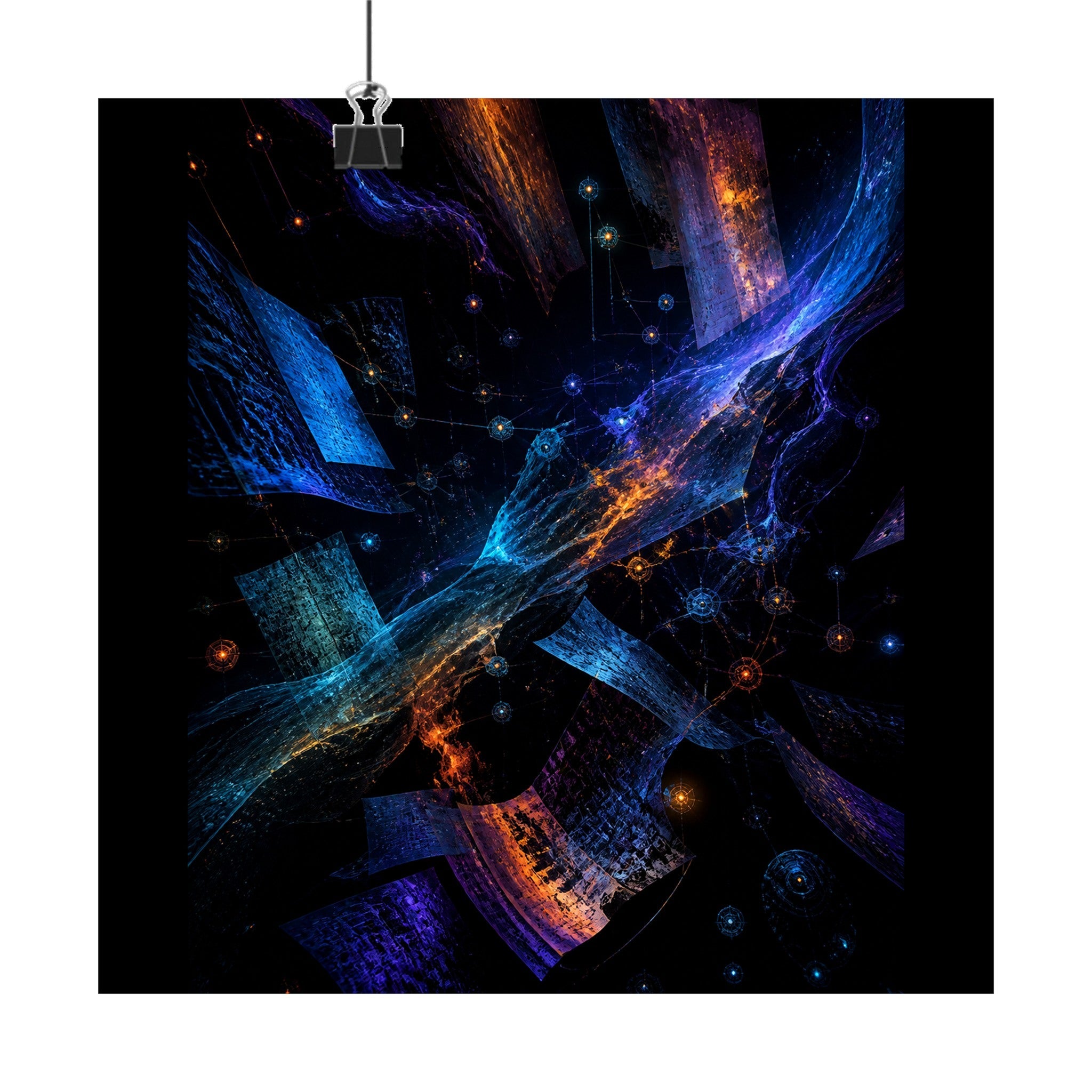 Night Archive Weather original TrendTap art print displayed with binder clips