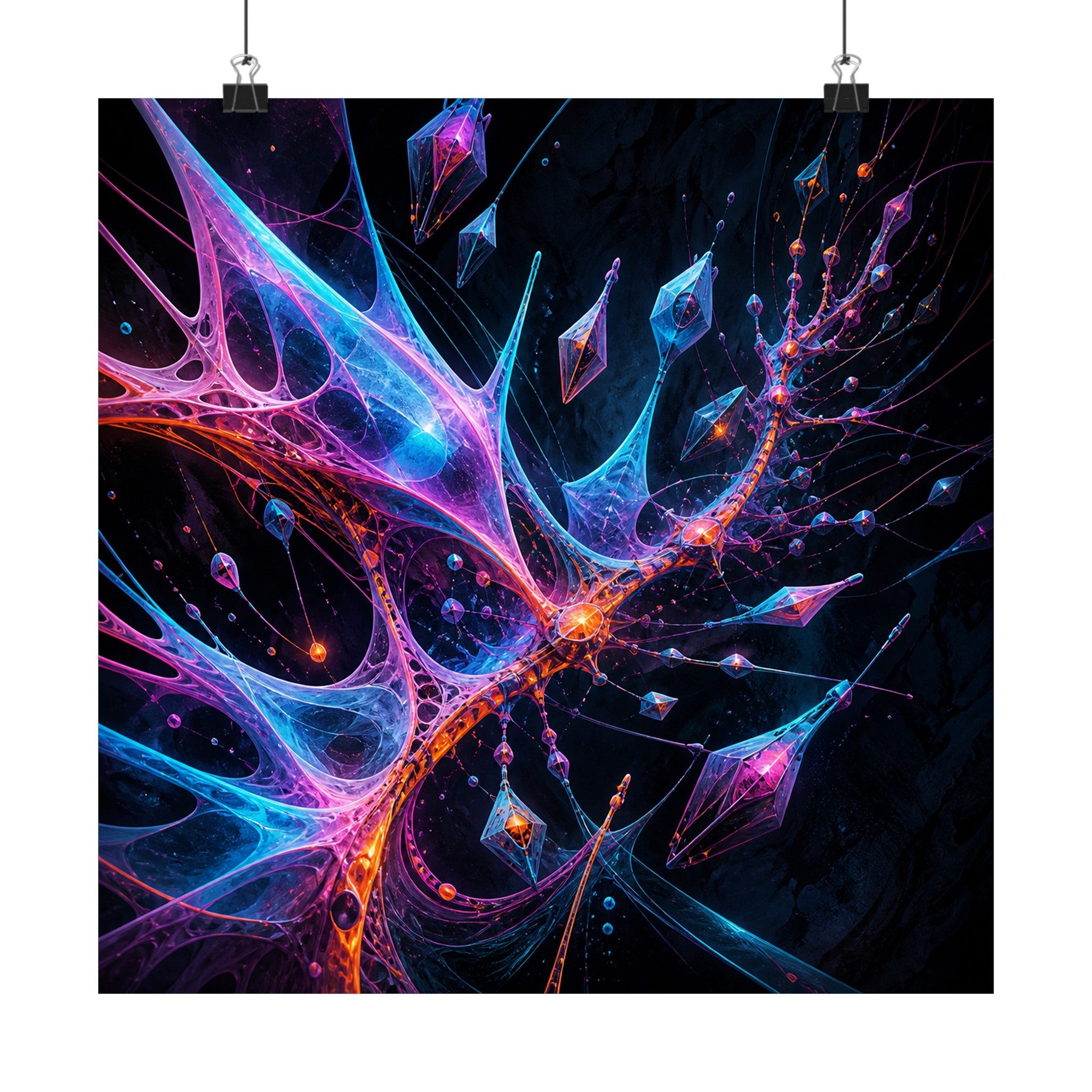 Null Meridian Bloom original TrendTap art print displayed with binder clips