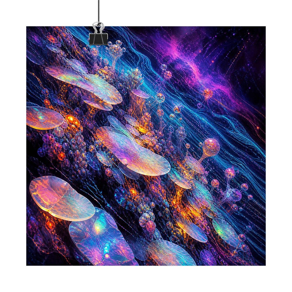 Opal Data Reef original TrendTap art print displayed with binder clips