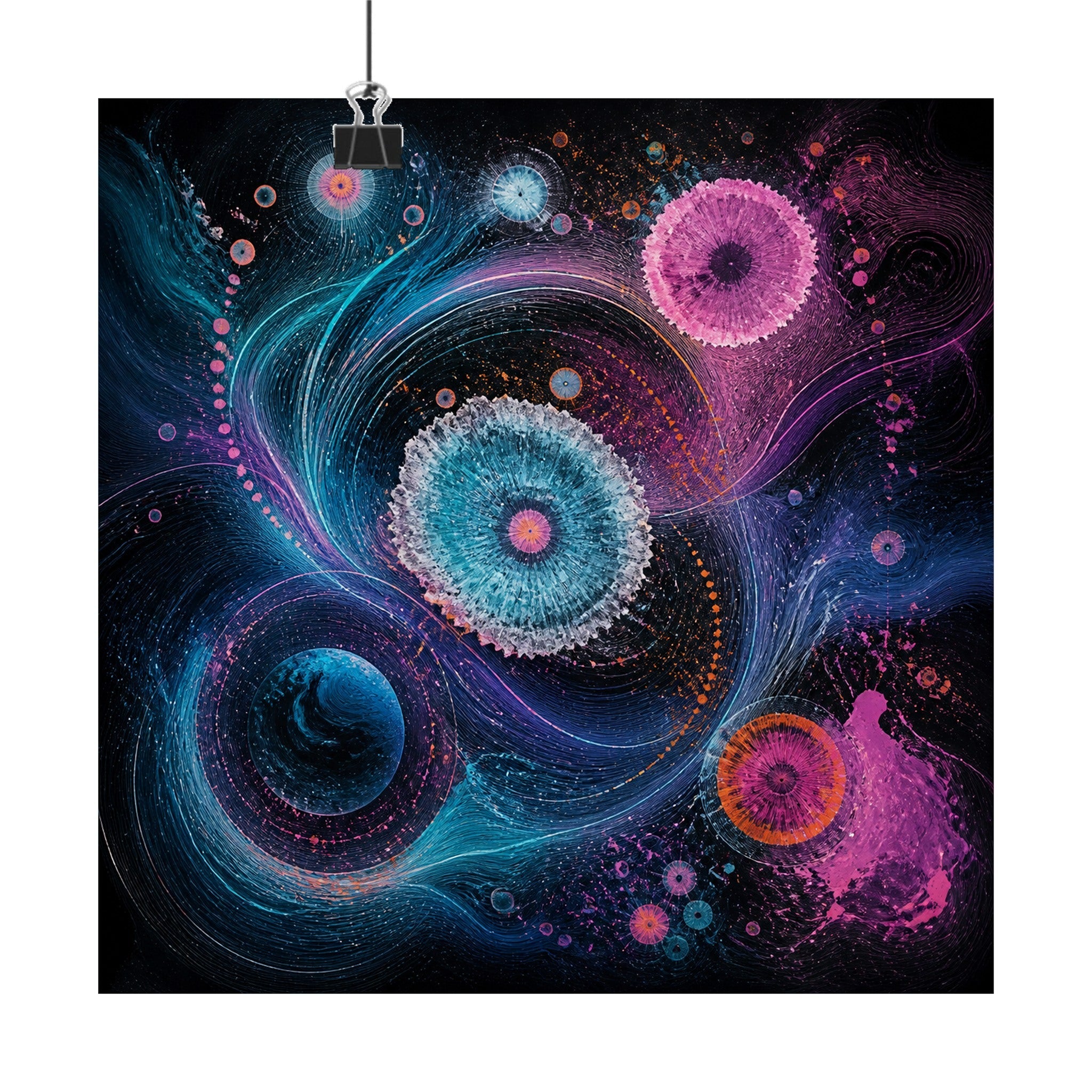 Orbit Salt Compass original TrendTap art print displayed with binder clips