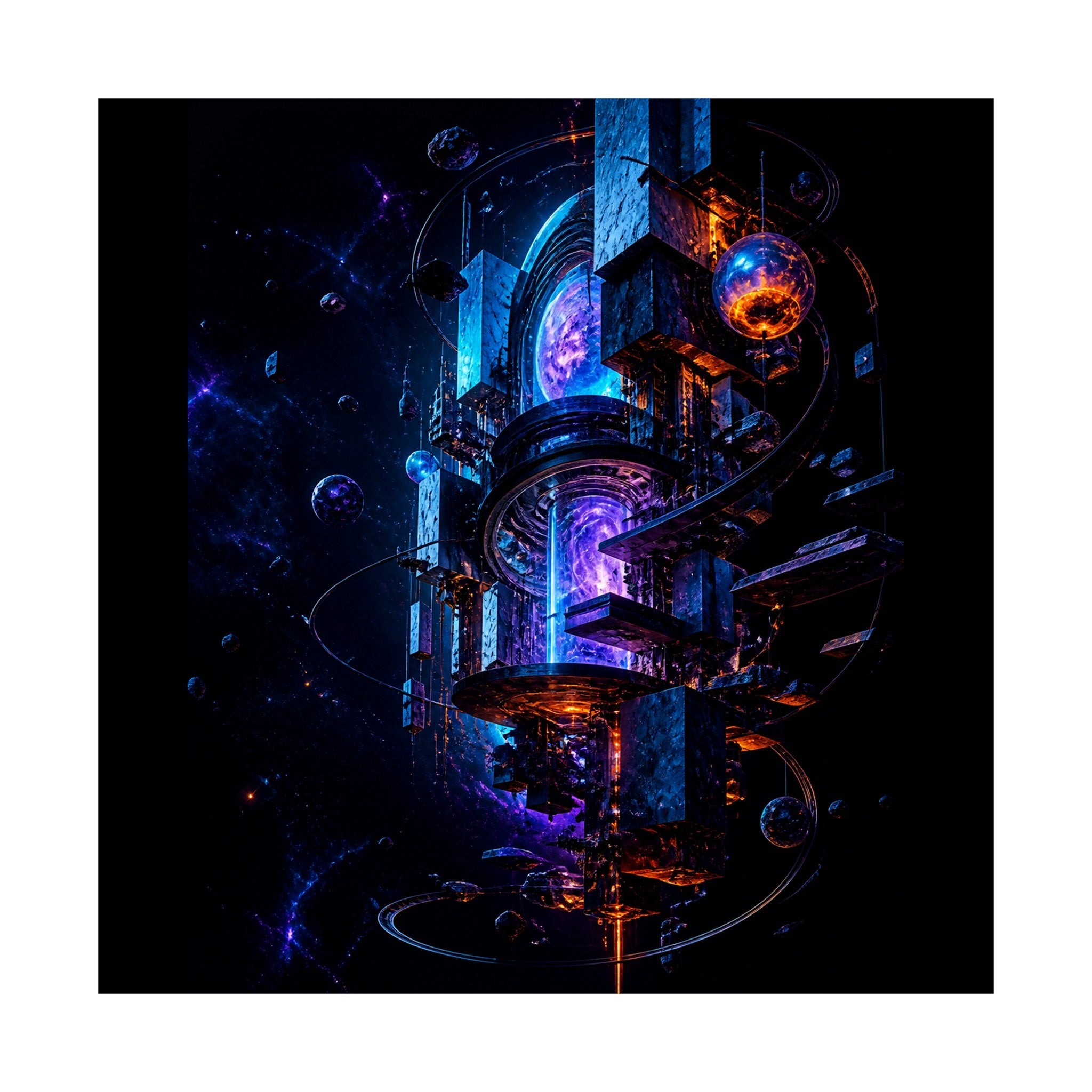 Orbiting Archive Engine original TrendTap art print shown on a clean white display