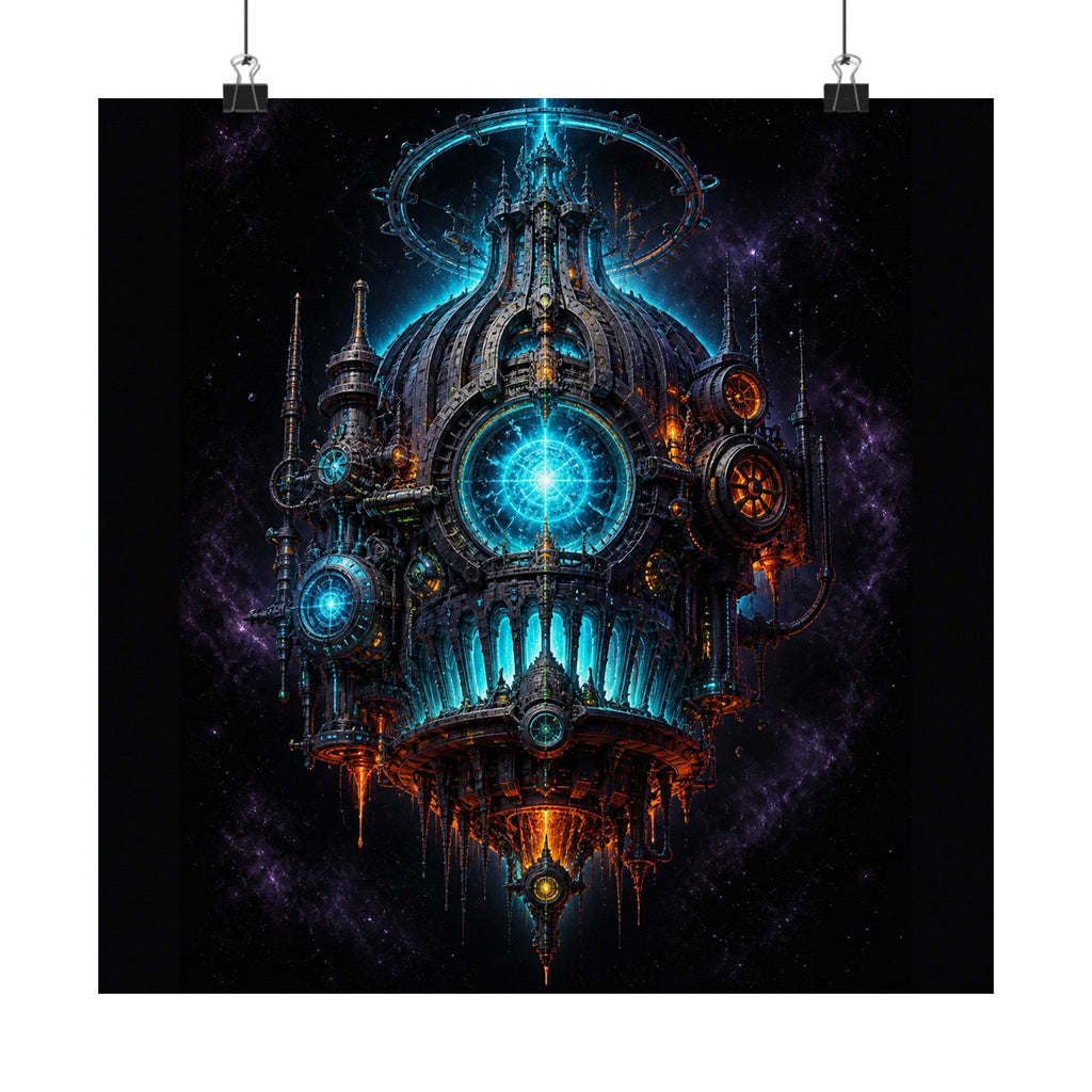 Pressure Cathedral original TrendTap art print displayed with binder clips