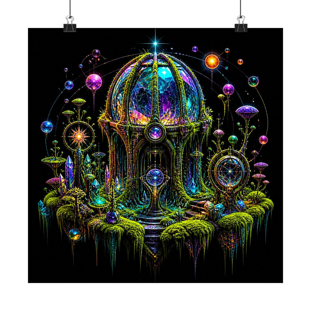 Prism Moss Observatory original TrendTap art print displayed with binder clips