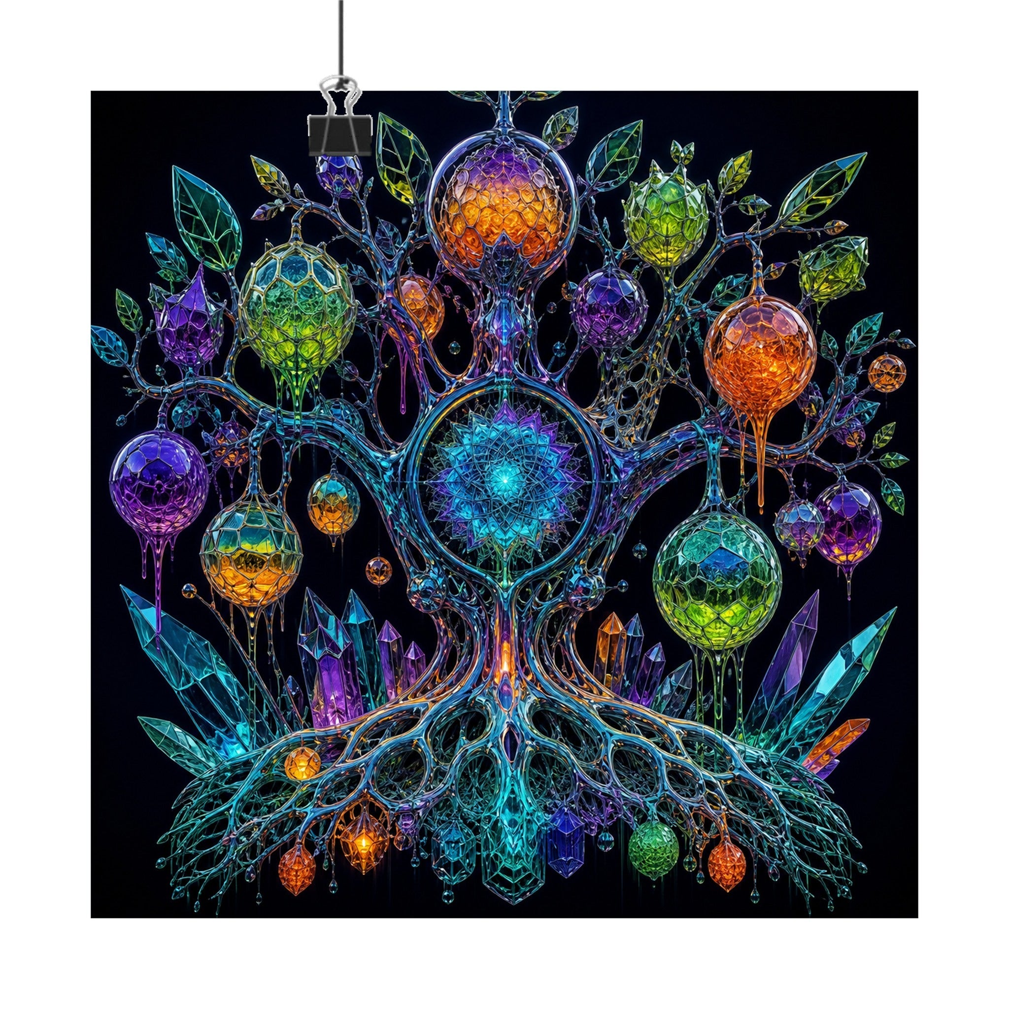 Prism Orchard original TrendTap art print displayed with binder clips