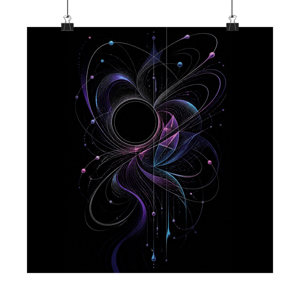 Quiet Orbit Bloom original TrendTap art print displayed with binder clips