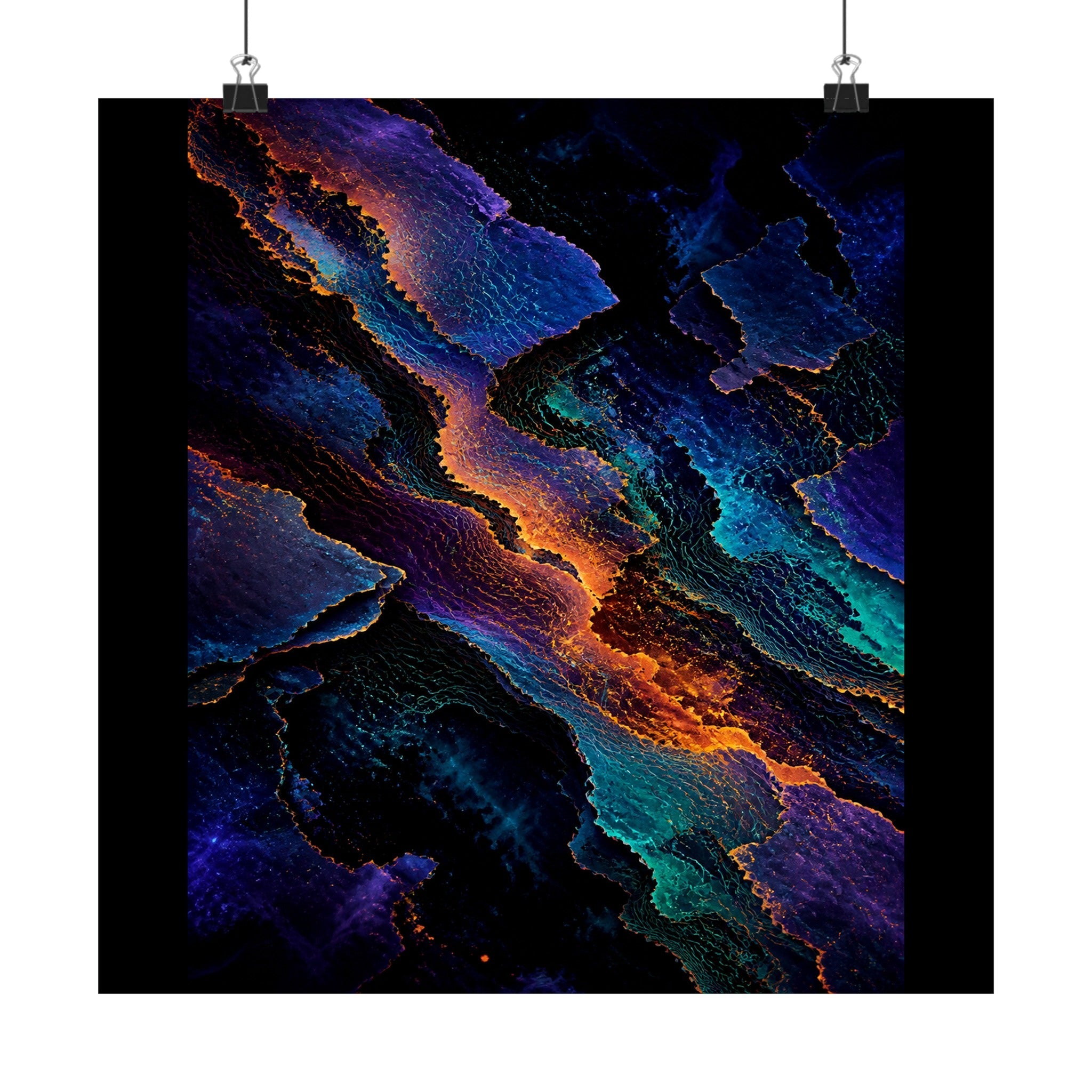Radiant Cartographic Scar original TrendTap art print displayed with binder clips