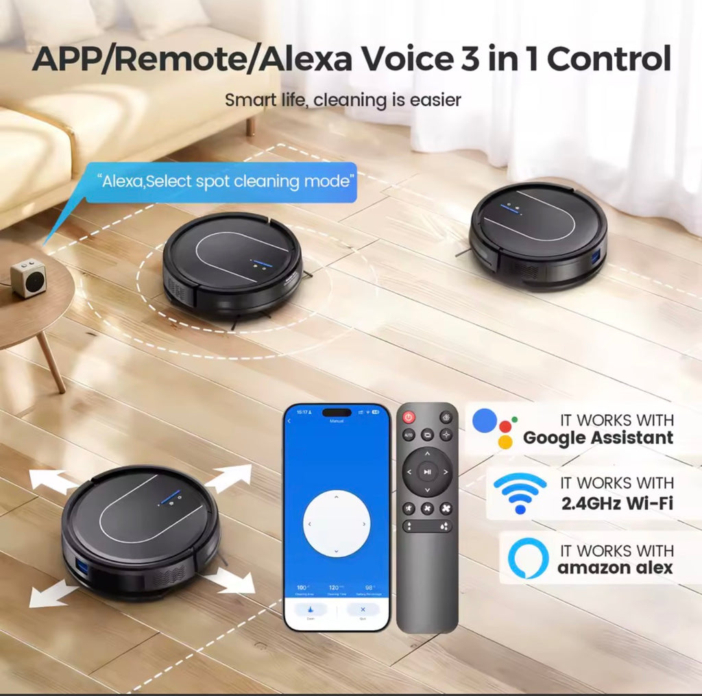 TrendTap SmartClean robot vacuum app remote and voice control graphic