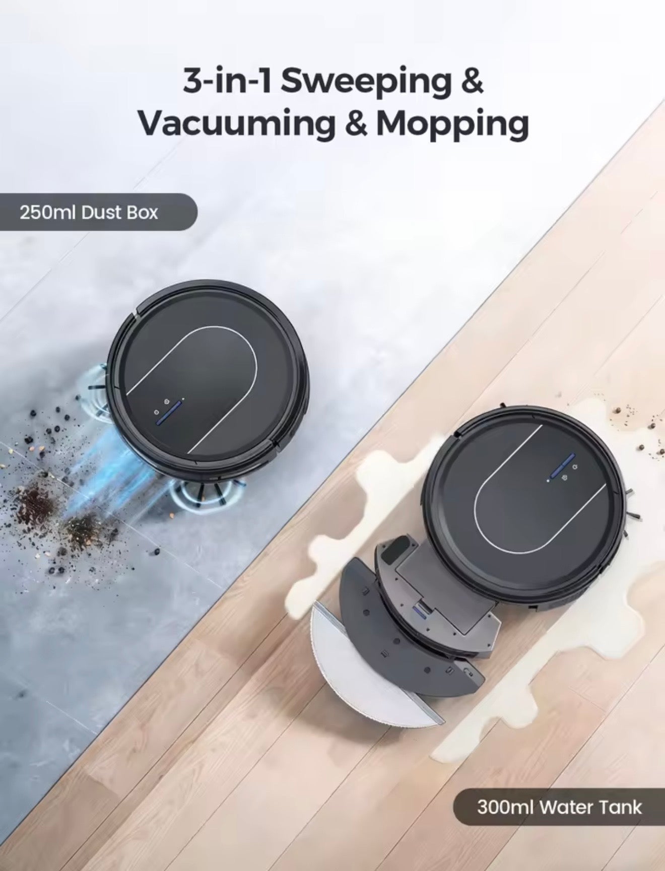 TrendTap SmartClean robot vacuum sweeping vacuuming and mopping graphic