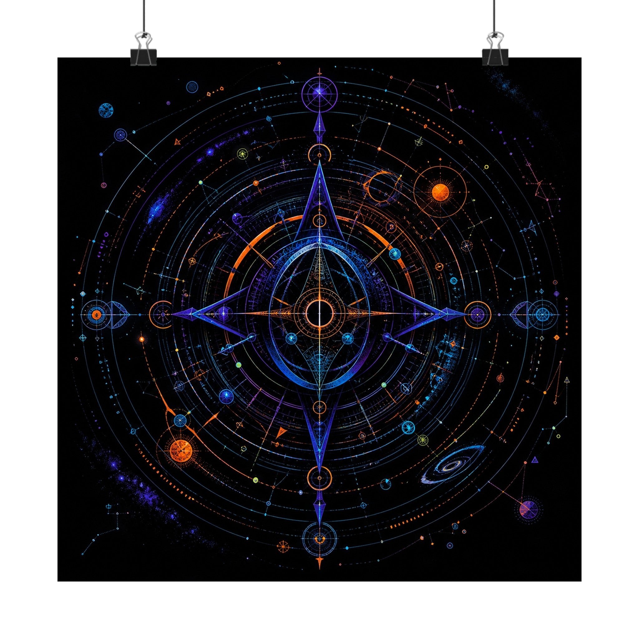 Spectral Cartography original TrendTap art print displayed with binder clips