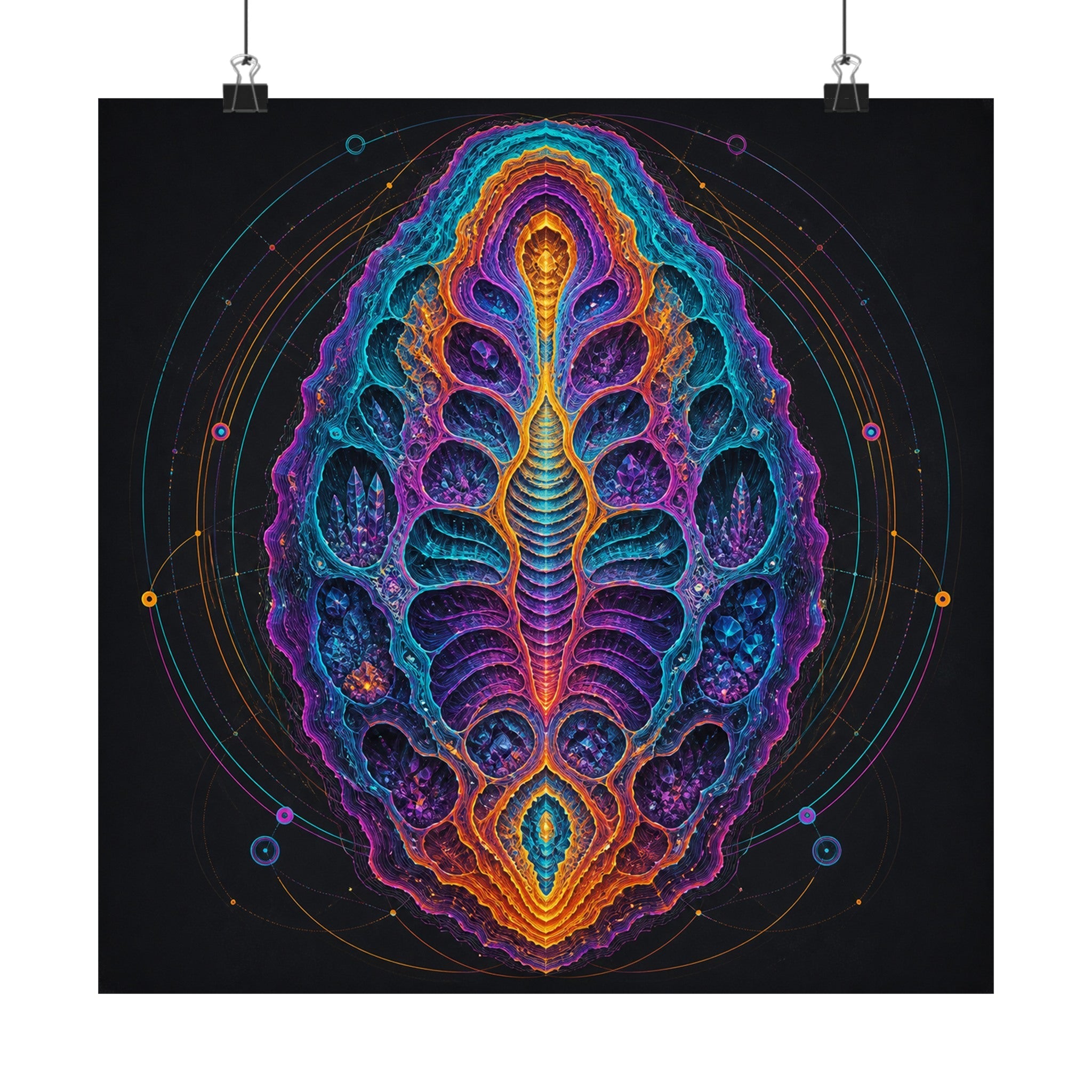Thermochrome Fossil Atlas original TrendTap art print displayed with binder clips