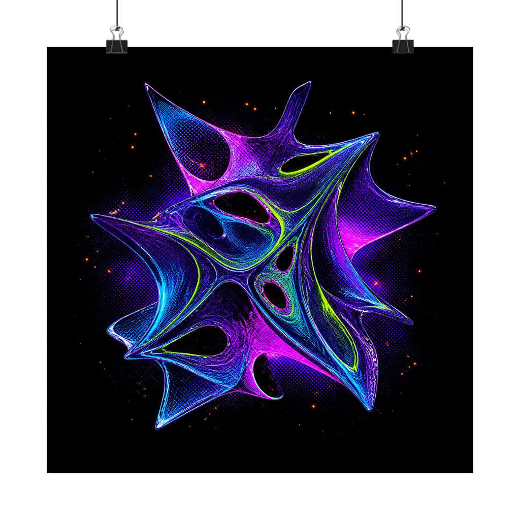 Ultraviolet Fauna original TrendTap art print displayed with binder clips