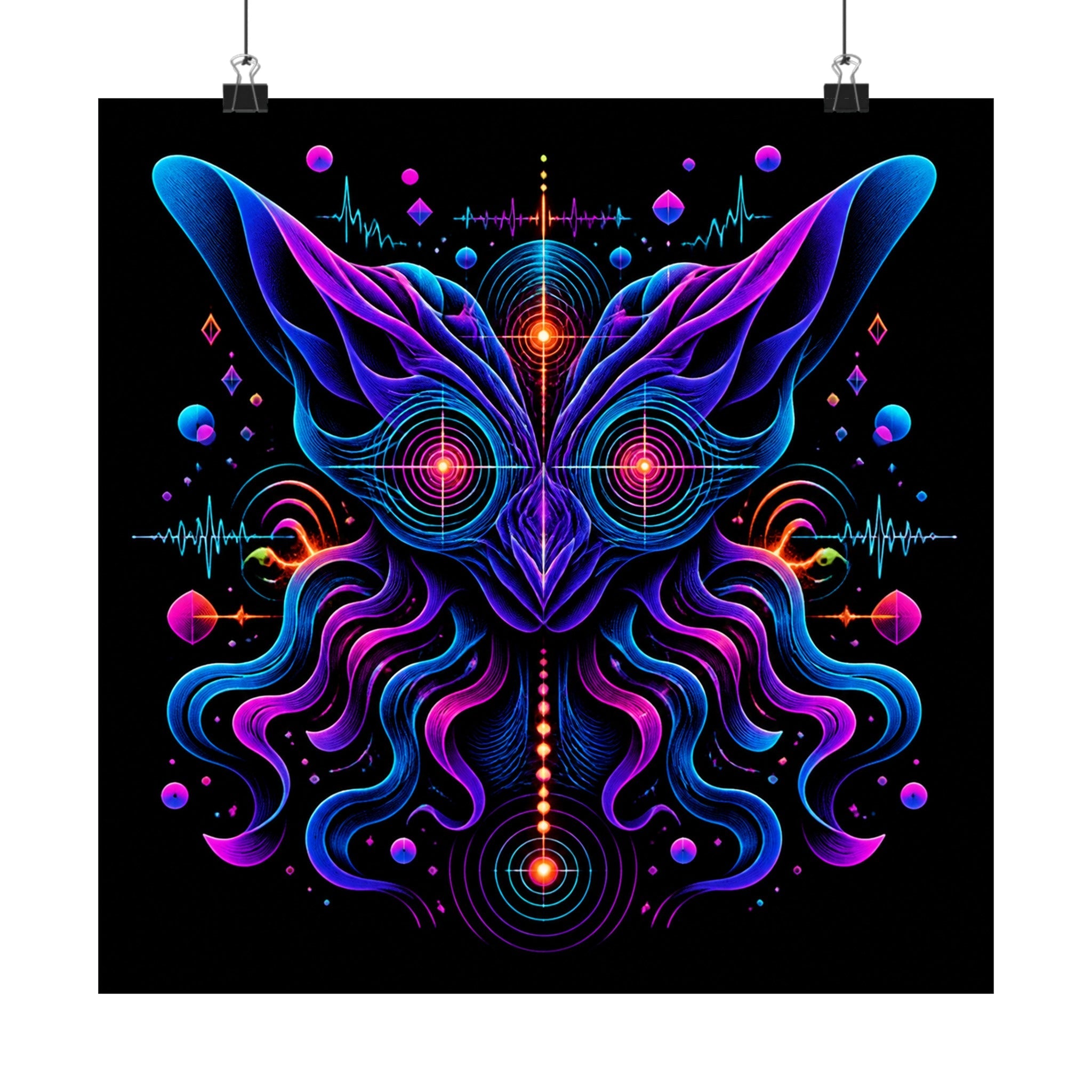 Velvet Signal Animal original TrendTap art print displayed with binder clips