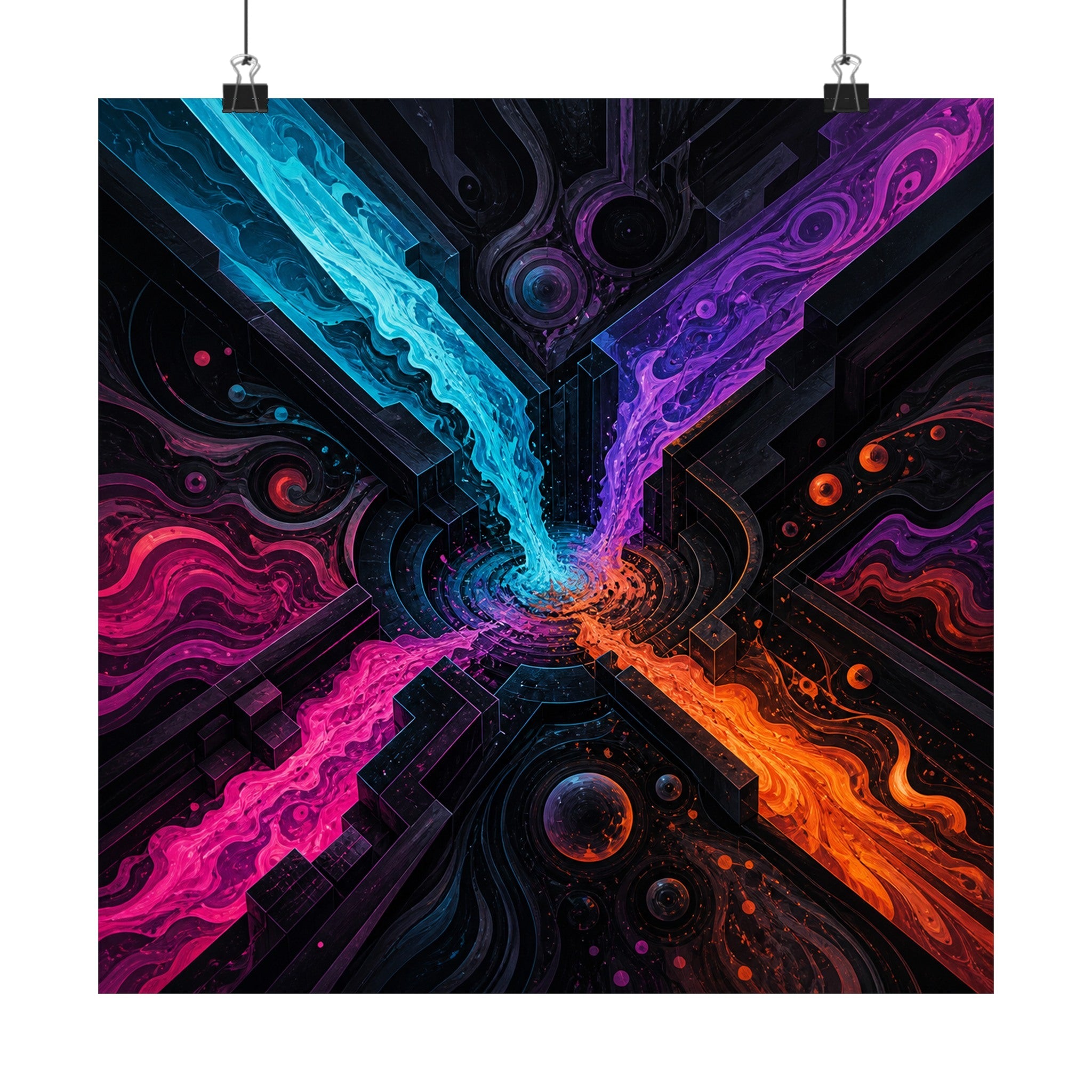 Zero Hour Inlet original TrendTap art print displayed with binder clips